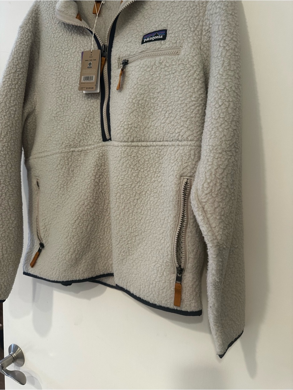 Patagonia Cream Sherpa Quarter-Zip Fleece Jacket - Picture 4 of 5